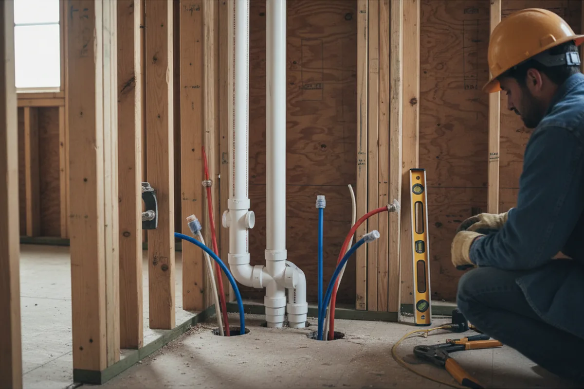 Drain and supply rough-in during Sump Pump Repair in Beallsville